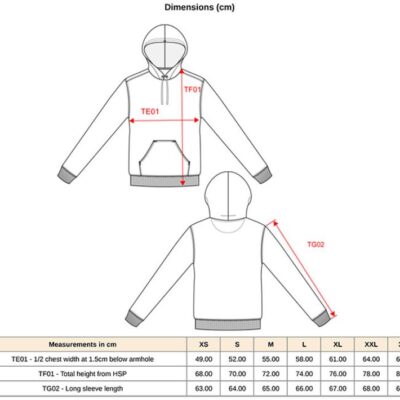 Unisex Kapuzen Sweater Kariban | K 4013 Grössentabelle