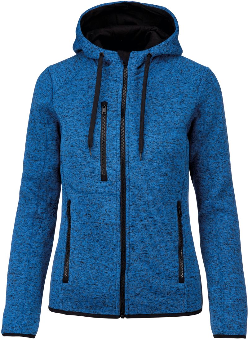 Damen Melange Kapuzen Strickfleece Jacke Kariban ProAct | PA 366