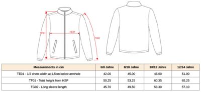 Kinder Microfleece Jacke Kariban | K 920 Grössentabelle Kinder Microfleece Jacke Kariban | K 920 Grössentabelle