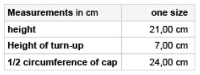 Reflektierende Strickmütze Daiber | MB 7142 Grössentabelle