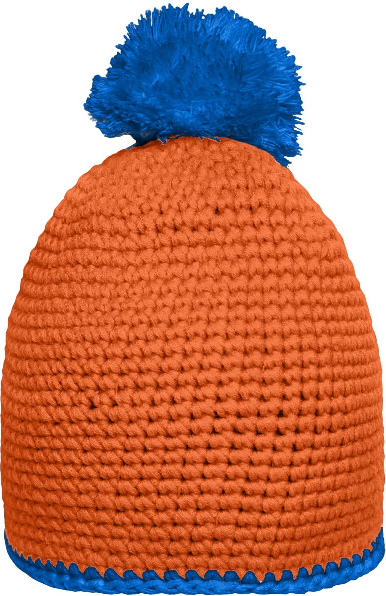 Häkelmütze mit Kontrastrand und Pompon Daiber | MB 7964