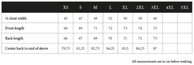 Oxford Bluse "Perfect" langarm Tee Jays | TJ 4001 Grössentabelle