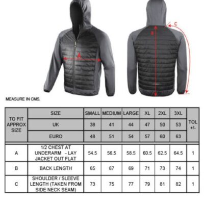 Herren Zero Gravity Jacke Spiro | S 268M Grössentabelle Herren Zero Gravity Jacke Spiro | S 268M Grössentabelle