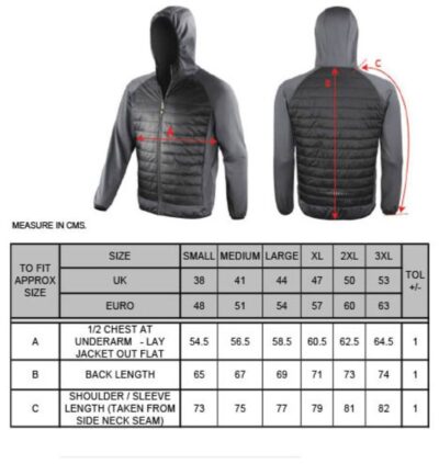 Herren Zero Gravity Jacke Spiro | S 268M Grössentabelle Herren Zero Gravity Jacke Spiro | S 268M Grössentabelle