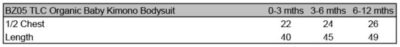 Bio Baby Wickel Body Babybugz | BZ 05 Grössentabelle Bio Baby Wickel Body Babybugz | BZ 05 Grössentabelle