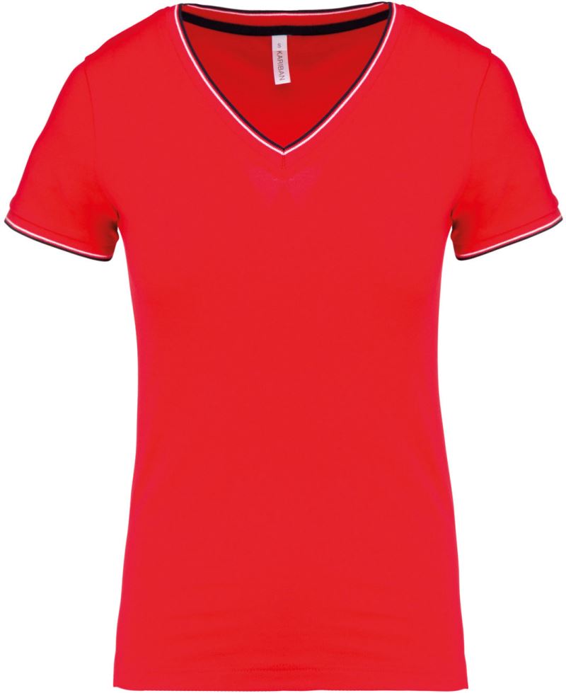 Damen Piqué V-Ausschnitt T-Shirt Kariban | K 394