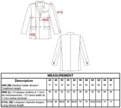 Herren Blazer Kariban | K 6132 Grössentabelle Herren Blazer Kariban | K 6132 Grössentabelle