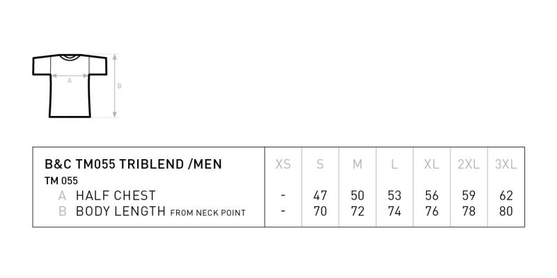 Herren T-Shirt B&C | Triblend /men Grössentabelle