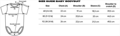 Baby Body True Blanks | Baby Bodysuit Grössentabelle Baby Body True Blanks | Baby Bodysuit Grössentabelle