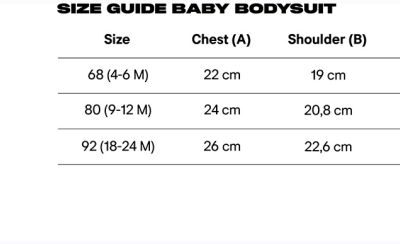 Baby Body True Blanks | Baby Bodysuit Grössentabelle Baby Body True Blanks | Baby Bodysuit Grössentabelle