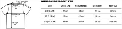 Baby T-Shirt True Blanks | Baby Tee Grössentabelle Baby T-Shirt True Blanks | Baby Tee Grössentabelle