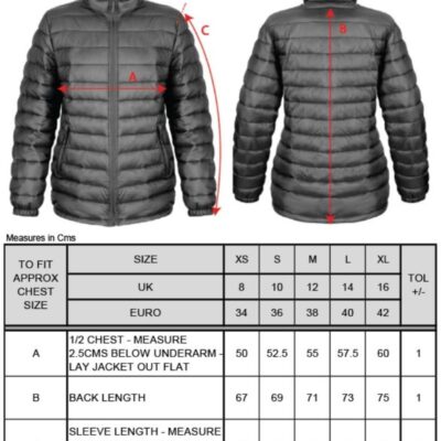 Gefütterte Damen Jacke "Ice Bird" Result Urban | R 192F Grössentabelle Gefütterte Damen Jacke "Ice Bird" Result Urban | R 192F Grössentabelle
