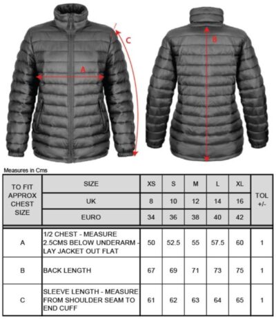 Gefütterte Damen Jacke "Ice Bird" Result Urban | R 192F Grössentabelle Gefütterte Damen Jacke "Ice Bird" Result Urban | R 192F Grössentabelle