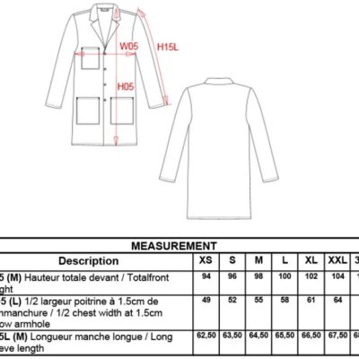 Unisex Arbeitsmantel Kariban WK | WK 828 Grössentabelle