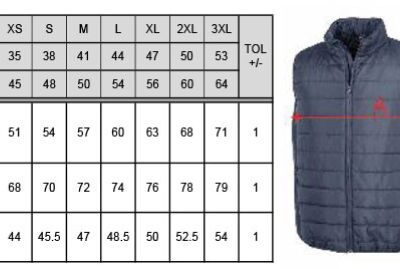 Bodywarmer Result Core | R 244X Grössentabelle Bodywarmer Result Core | R 244X Grössentabelle