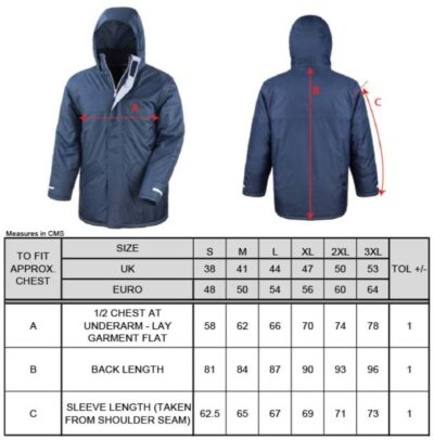 Winter Parka Result Core | R 207X Grössentabelle Winter Parka Result Core | R 207X Grössentabelle