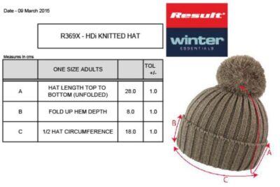 Strickmütze mit Pompon Result Winter Essentials | R 369X Grössentabelle