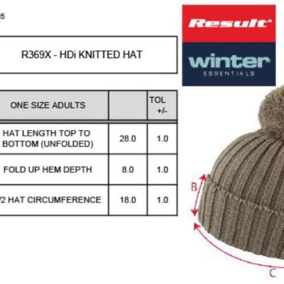 Strickmütze mit Pompon Result Winter Essentials | R 369X Grössentabelle