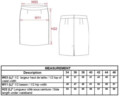 Bleistiftrock Kariban | K 732 Grössentabelle Bleistiftrock Kariban | K 732 Grössentabelle