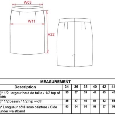 Bleistiftrock Kariban | K 732 Grössentabelle Bleistiftrock Kariban | K 732 Grössentabelle