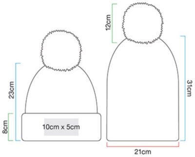 Strickmütze mit Pompon "Blizzard" Beechfield | B 458 Grössentabelle