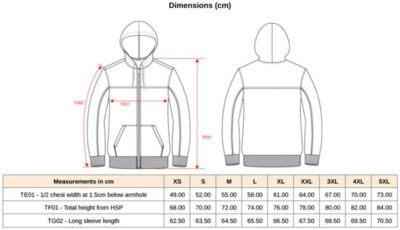 Workwear Kapuzen Sweatjacke Kariban WK | WK 410 Grössentabelle Workwear Kapuzen Sweatjacke Kariban WK | WK 410 Grössentabelle