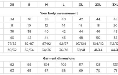 Popeline Bluse langarm Russell | 934F Grössentabelle