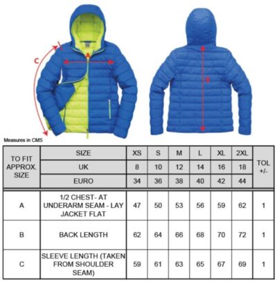 Damen Steppjacke "Snow Bird" Result Urban | R 194F Grössentabelle Damen Steppjacke "Snow Bird" Result Urban | R 194F Grössentabelle