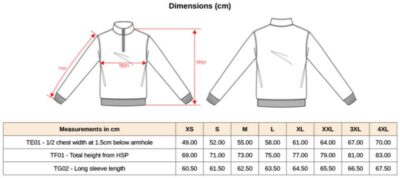 Sweater mit 1/4 Zip Kariban | K 478 Grössentabelle