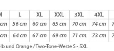 Basic Warnweste Korntex | KXVW – Wolfsburg Grössentabelle
