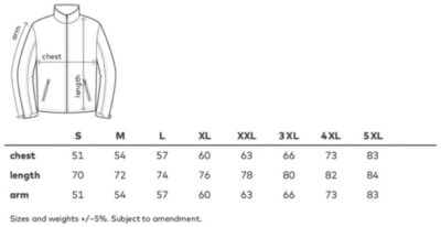 Leichte 2-Lagen Herren Softshell Jacke Promodoro | 7830 Grössentabelle Leichte 2-Lagen Herren Softshell Jacke Promodoro | 7830 Grössentabelle