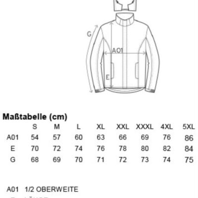 Herren 3-Lagen Softshell Jacke Promodoro | 7850 Grössentabelle Herren 3-Lagen Softshell Jacke Promodoro | 7850 Grössentabelle