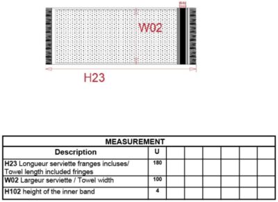 Fouta Strandtuch Kariban | K 128 Grössentabelle