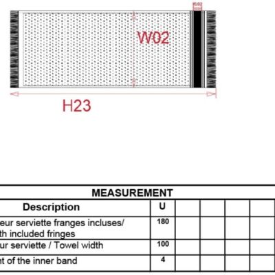 Fouta Strandtuch Kariban | K 128 Grössentabelle