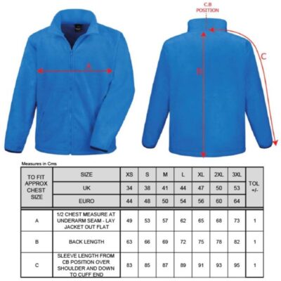 Herren Outdoor Fleece Jacke "Norse" Result Core | R 220M Grössentabelle