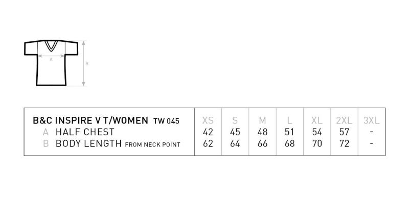 Damen V-Ausschnitt T-Shirt B&C | Inspire V T /women_° Grössentabelle