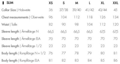 Hemd kurzarm Seidensticker | Shirt Slim SSL Grössentabelle