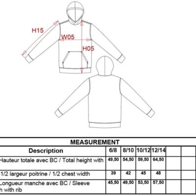 Kinder Kontrast Kapuzen Sweater Kariban | K 453 Grössentabelle