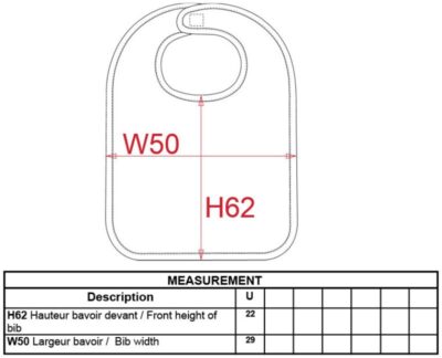 Baby Frottier Lätzchen Kariban | K 833 Grössentabelle