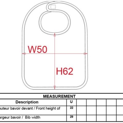 Baby Frottier Lätzchen Kariban | K 833 Grössentabelle