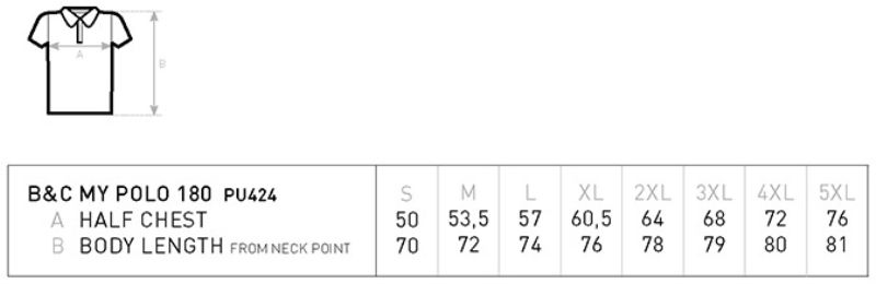 Piqué Polo B&C | My Polo 180 Grössentabelle