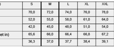 Windjacke Build your Brand | BY 016 Grössentabelle Windjacke Build your Brand | BY 016 Grössentabelle