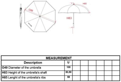 Golf Regenschirm Kimood | KI 2007 Grössentabelle Golf Regenschirm Kimood | KI 2007 Grössentabelle