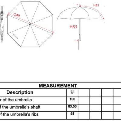 Golf Regenschirm Kimood | KI 2007 Grössentabelle Golf Regenschirm Kimood | KI 2007 Grössentabelle