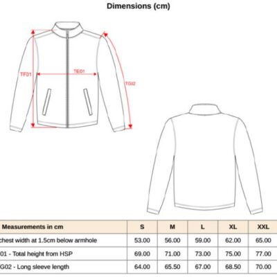 Schwere Workwear Microfleece Jacke Kariban WK | WK 903 Grössentabelle