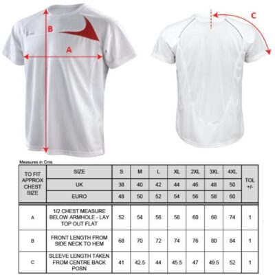 Herren Trainings Shirt Spiro | S 182M Grössentabelle Herren Trainings Shirt Spiro | S 182M Grössentabelle