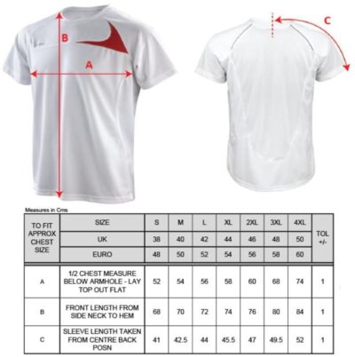 Herren Trainings Shirt Spiro | S 182M Grössentabelle Herren Trainings Shirt Spiro | S 182M Grössentabelle