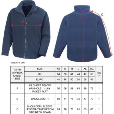 Microfleece Jacke Result | R 115M Grössentabelle