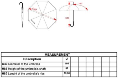 Automatik Regenschirm Kimood | KI 2021 Grössentabelle