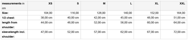 Kinder Kapuzen Sweatjacke Daiber | JN 59K Grössentabelle Kinder Kapuzen Sweatjacke Daiber | JN 59K Grössentabelle